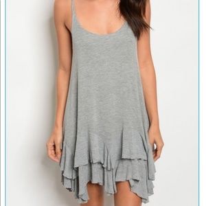 Gray Ruffle Tiered Mini Dress